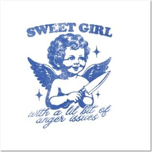 Sweet Girls With Anger Issues T-Shirt, Retro Unisex Adult T Shirt, Vintage Angel Posters and Art